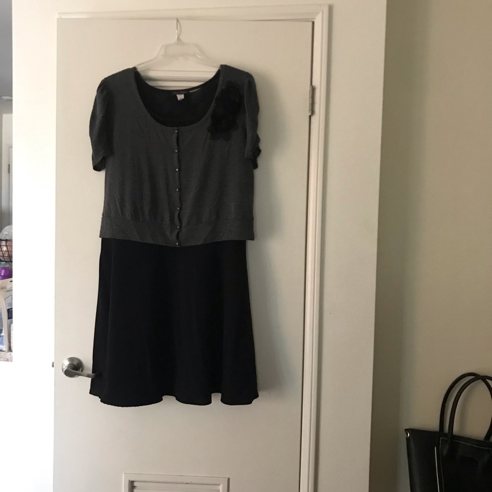 Plus size little black dress w accent sweater